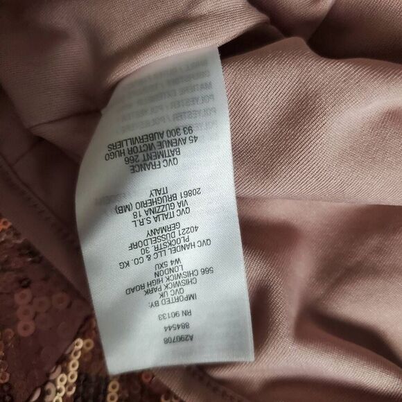 Bob Mackie Wearable Art Sequin Jacket L Pink Rose Gold Sparkle Open Front - Picture 7 of 8